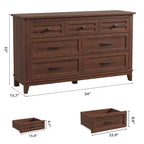 7 commodes de chambre, commode à tiroirs de 54 po de largeur avec rangement autoportant, commode de rangement en bois pour salon, chambre à coucher, entrée