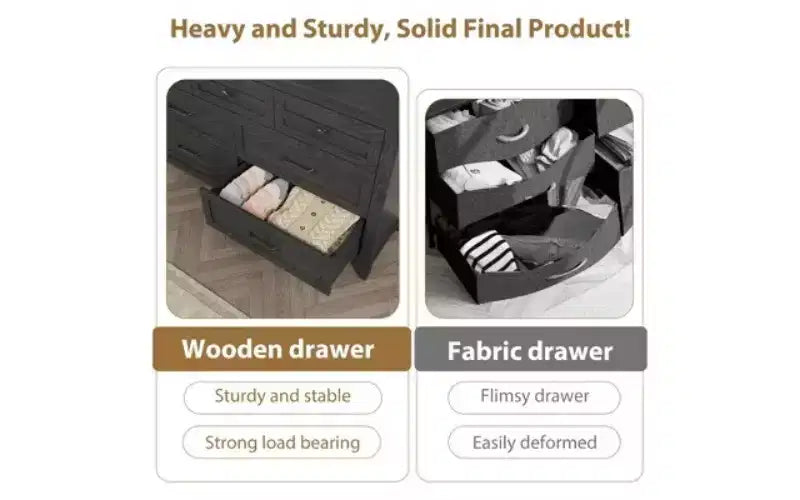 7 commodes de chambre, commode à tiroirs de 54 po de largeur avec rangement autoportant, commode de rangement en bois pour salon, chambre à coucher, entrée
