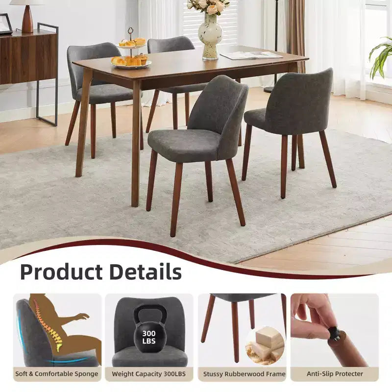 Lot de 2 chaises de salle à manger, chaises de salle à manger rembourrées avec pieds en bois, dossier aile, chaises de cuisine avec coussins épais