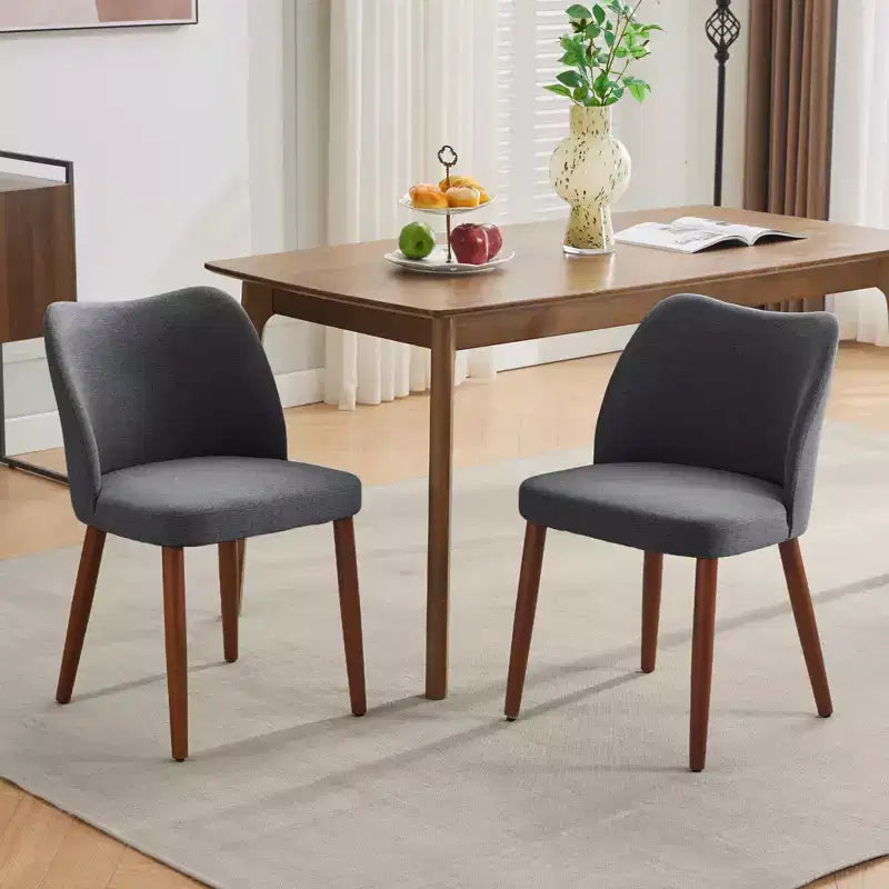 Dining Chair Set of 2, Upholstered Dining Chair with Wood Legs, Wing Backrest, Kitchen Chairs with Thick Cushions