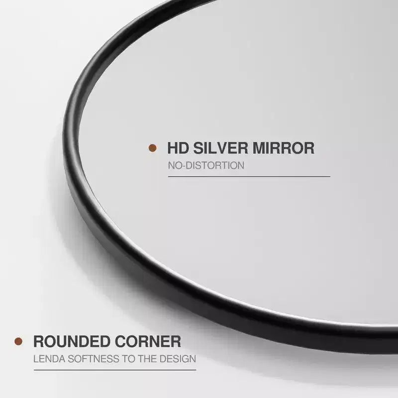 PexFix 32 x 23 Miroir Mural Inclinable Arqué en Fer Noir, Miroir de Vanité de Salle de Bain, Cadre Métallique, Réglable, Bidirectionnel pour Chambre et Salon