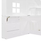 Polibi Twin Platform Bed with Storage Drawers, USB Charging Station & Windowed House Headboard