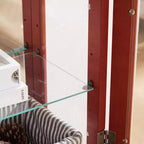 Vitrine d'angle éclairée avec portes et étagères en verre trempé - Élégante vitrine en merisier avec ampoule pour la décoration du salon et de la chambre