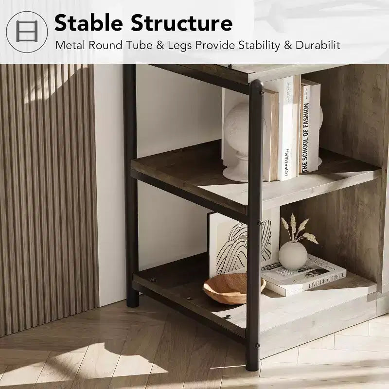 Meuble TV de style industriel/fermier - Meuble multimédia de 65 po et plus avec portes grillagées et étagères ouvertes pour salon