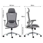 Chaise d'ordinateur à dossier haut, Chaise de bureau avec appuie-tête et roulettes, Chaise de bureau en maille pour bureau, étude, salle de lecture