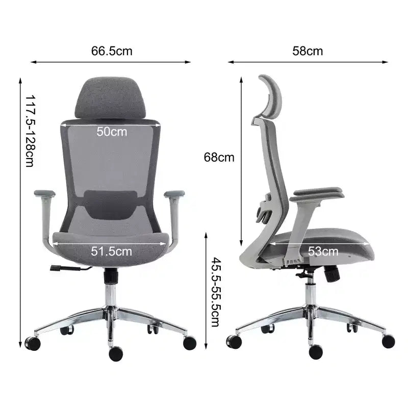 Chaise d'ordinateur à dossier haut, Chaise de bureau avec appuie-tête et roulettes, Chaise de bureau en maille pour bureau, étude, salle de lecture