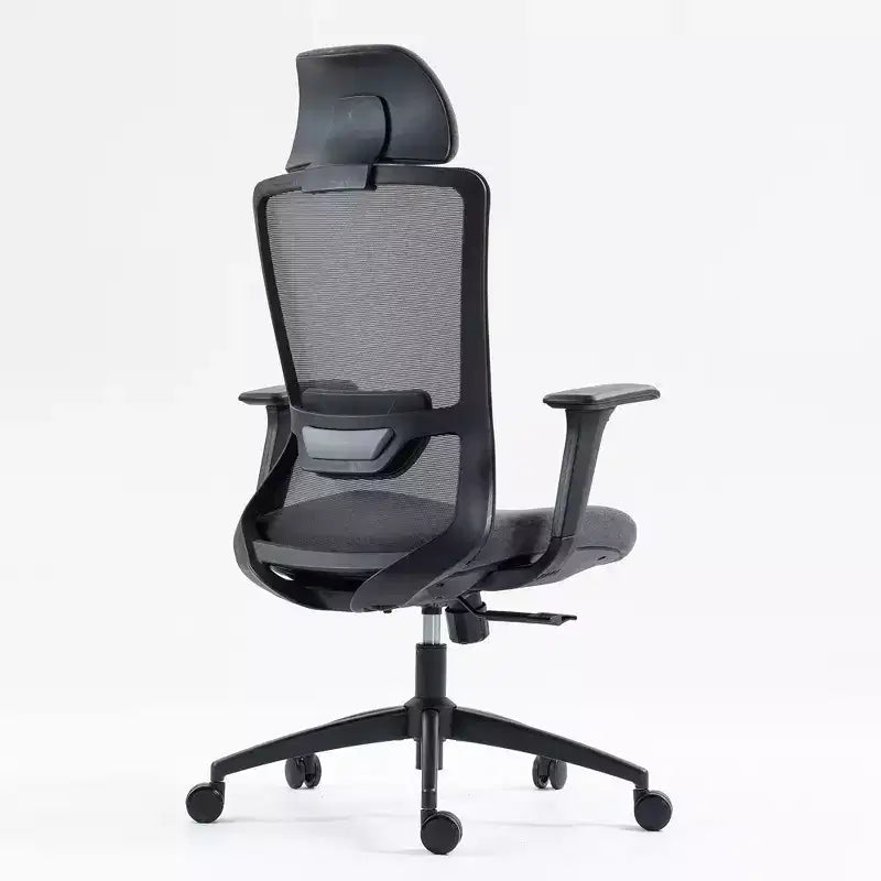 Chaise d'ordinateur à dossier haut, Chaise de bureau avec appuie-tête et roulettes, Chaise de bureau en maille pour bureau, étude, salle de lecture