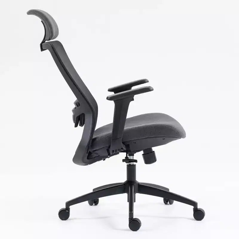 Chaise d'ordinateur à dossier haut, Chaise de bureau avec appuie-tête et roulettes, Chaise de bureau en maille pour bureau, étude, salle de lecture