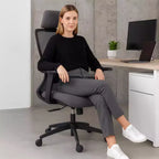 Chaise d'ordinateur à dossier haut, Chaise de bureau avec appuie-tête et roulettes, Chaise de bureau en maille pour bureau, étude, salle de lecture