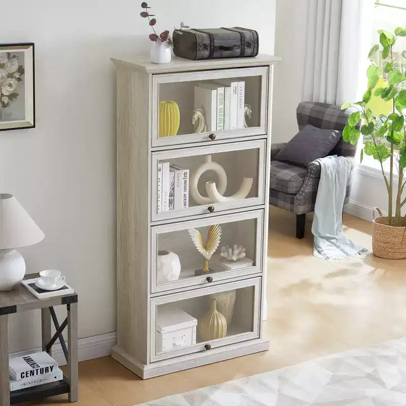 Étagère, Étagères de Rangement à 4 Niveaux, Bibliothèque Haute pour Livres et CDs, Organisateur de Rangement pour Salon, Couloir, Bureau