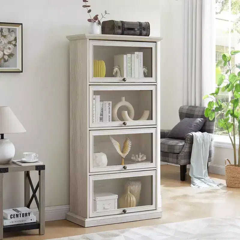 Étagère, Étagères de Rangement à 4 Niveaux, Bibliothèque Haute pour Livres et CDs, Organisateur de Rangement pour Salon, Couloir, Bureau