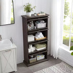 Étagère, Étagères de Rangement à 4 Niveaux, Bibliothèque Haute pour Livres et CDs, Organisateur de Rangement pour Salon, Couloir, Bureau