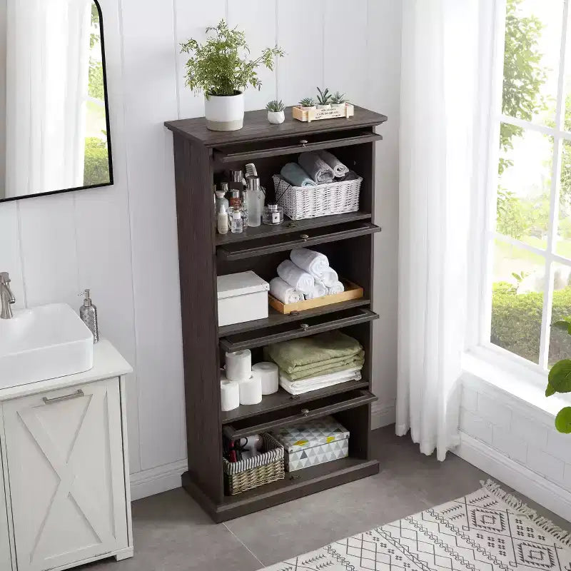 Étagère, Étagères de Rangement à 4 Niveaux, Bibliothèque Haute pour Livres et CDs, Organisateur de Rangement pour Salon, Couloir, Bureau