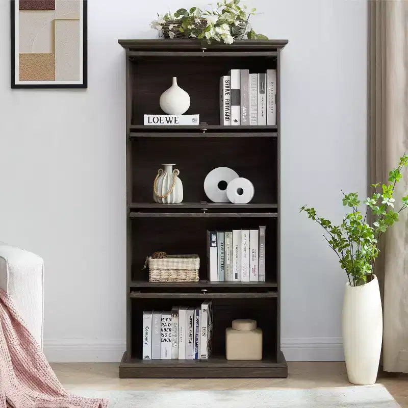 Étagère, Étagères de Rangement à 4 Niveaux, Bibliothèque Haute pour Livres et CDs, Organisateur de Rangement pour Salon, Couloir, Bureau
