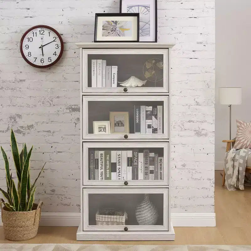 Étagère, Étagères de Rangement à 4 Niveaux, Bibliothèque Haute pour Livres et CDs, Organisateur de Rangement pour Salon, Couloir, Bureau