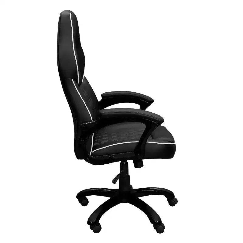 Chaise de jeu à dossier haut avec siège et dossier rembourrés, chaise de bureau de direction avec base et roulettes en métal, chaise de bureau pour l'étude, la salle de lecture, noire