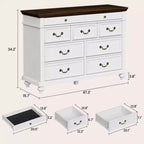 47 Wide Farmhouse 9-Drawer Dresser, Rustic Wood Chest of Drawers for Bedroom & Living Room