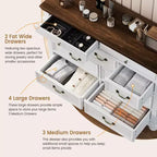 47 Wide Farmhouse 9-Drawer Dresser, Rustic Wood Chest of Drawers for Bedroom & Living Room
