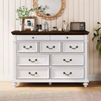 47 Wide Farmhouse 9-Drawer Dresser, Rustic Wood Chest of Drawers for Bedroom & Living Room