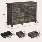 47 Wide Farmhouse 9-Drawer Dresser, Rustic Wood Chest of Drawers for Bedroom & Living Room