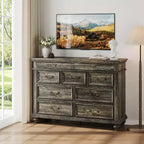 47 Wide Farmhouse 9-Drawer Dresser, Rustic Wood Chest of Drawers for Bedroom & Living Room