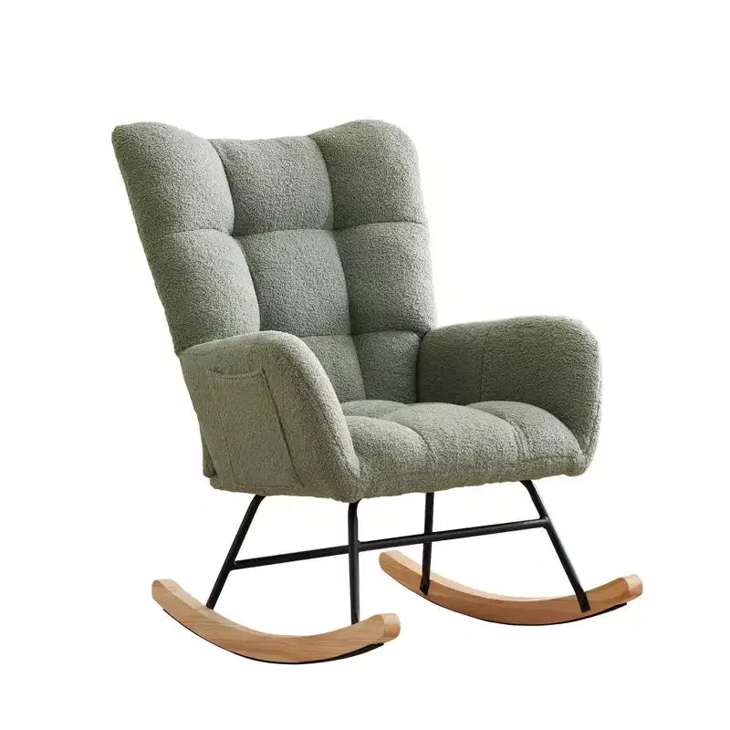 Fauteuil à bascule Teddy, Fauteuil planeur avec dossier haut, Fauteuil d'appoint moderne et confortable pour chambre à coucher, salon