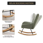 Fauteuil à bascule Teddy, Fauteuil planeur avec dossier haut, Fauteuil d'appoint moderne et confortable pour chambre à coucher, salon