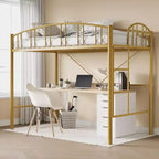 Twin Size Loft Bed with Stairs & Arched Guardrail - Sturdy Metal Slats, Space Saving, Noise Free, No Box Spring, Ideal for Kid Room & Dorm, Black