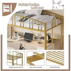 Twin Size Loft Bed with Stairs & Arched Guardrail - Sturdy Metal Slats, Space Saving, Noise Free, No Box Spring, Ideal for Kid Room & Dorm, Black