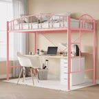 Twin Size Loft Bed with Stairs & Arched Guardrail - Sturdy Metal Slats, Space Saving, Noise Free, No Box Spring, Ideal for Kid Room & Dorm, Black