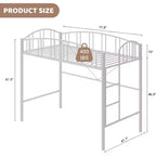 Twin Size Loft Bed with Stairs & Arched Guardrail - Sturdy Metal Slats, Space Saving, Noise Free, No Box Spring, Ideal for Kid Room & Dorm, Black