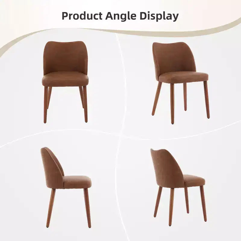 Linen Dining Chairs Set of 2, Upholstered Fabric Side Chairs with Wing Backrest, Thick Cushions & Wood Legs for Dining Room, Living Room
