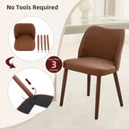 Linen Dining Chairs Set of 2, Upholstered Fabric Side Chairs with Wing Backrest, Thick Cushions & Wood Legs for Dining Room, Living Room
