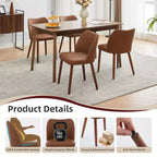 Linen Dining Chairs Set of 2, Upholstered Fabric Side Chairs with Wing Backrest, Thick Cushions & Wood Legs for Dining Room, Living Room