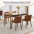 Linen Dining Chairs Set of 2, Upholstered Fabric Side Chairs with Wing Backrest, Thick Cushions & Wood Legs for Dining Room, Living Room