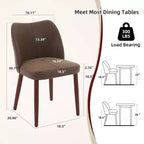 Linen Dining Chairs Set of 2, Upholstered Fabric Side Chairs with Wing Backrest, Thick Cushions & Wood Legs for Dining Room, Living Room