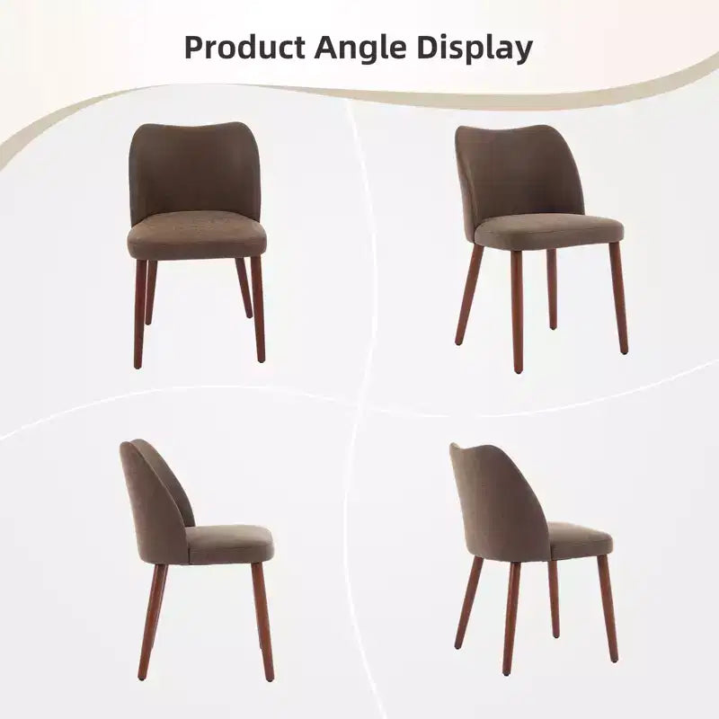 Linen Dining Chairs Set of 2, Upholstered Fabric Side Chairs with Wing Backrest, Thick Cushions & Wood Legs for Dining Room, Living Room