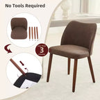 Linen Dining Chairs Set of 2, Upholstered Fabric Side Chairs with Wing Backrest, Thick Cushions & Wood Legs for Dining Room, Living Room