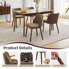 Linen Dining Chairs Set of 2, Upholstered Fabric Side Chairs with Wing Backrest, Thick Cushions & Wood Legs for Dining Room, Living Room