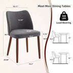 Linen Dining Chairs Set of 2, Upholstered Fabric Side Chairs with Wing Backrest, Thick Cushions & Wood Legs for Dining Room, Living Room