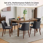 Linen Dining Chairs Set of 2, Upholstered Fabric Side Chairs with Wing Backrest, Thick Cushions & Wood Legs for Dining Room, Living Room