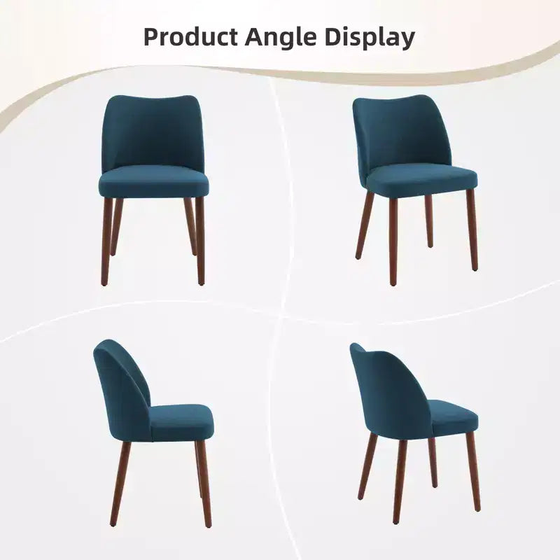 Linen Dining Chairs Set of 2, Upholstered Fabric Side Chairs with Wing Backrest, Thick Cushions & Wood Legs for Dining Room, Living Room