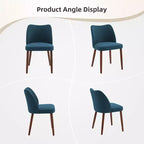 Linen Dining Chairs Set of 2, Upholstered Fabric Side Chairs with Wing Backrest, Thick Cushions & Wood Legs for Dining Room, Living Room