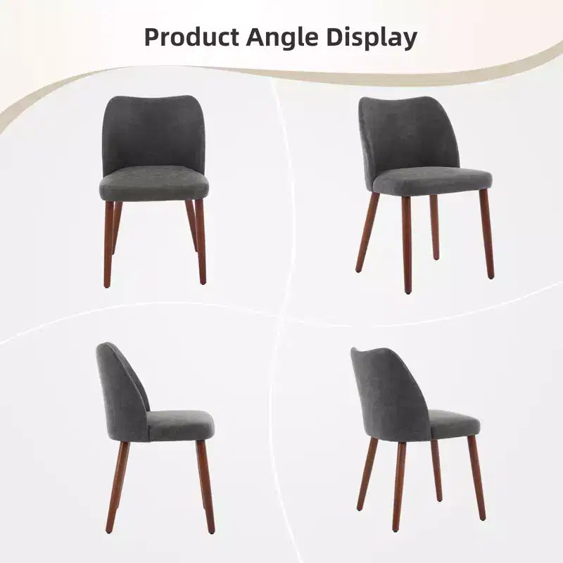 Linen Dining Chairs Set of 2, Upholstered Fabric Side Chairs with Wing Backrest, Thick Cushions & Wood Legs for Dining Room, Living Room