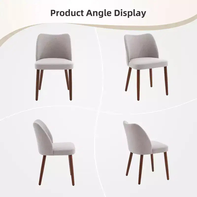 Linen Dining Chairs Set of 2, Upholstered Fabric Side Chairs with Wing Backrest, Thick Cushions & Wood Legs for Dining Room, Living Room