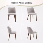 Linen Dining Chairs Set of 2, Upholstered Fabric Side Chairs with Wing Backrest, Thick Cushions & Wood Legs for Dining Room, Living Room