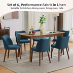 Linen Dining Chairs Set of 2, Upholstered Fabric Side Chairs with Wing Backrest, Thick Cushions & Wood Legs for Dining Room, Living Room