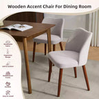 Linen Dining Chairs Set of 2, Upholstered Fabric Side Chairs with Wing Backrest, Thick Cushions & Wood Legs for Dining Room, Living Room