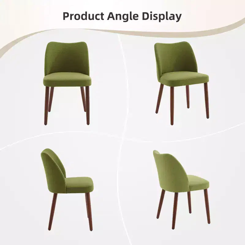 Linen Dining Chairs Set of 2, Upholstered Fabric Side Chairs with Wing Backrest, Thick Cushions & Wood Legs for Dining Room, Living Room