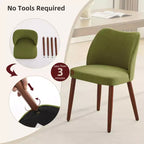 Linen Dining Chairs Set of 2, Upholstered Fabric Side Chairs with Wing Backrest, Thick Cushions & Wood Legs for Dining Room, Living Room